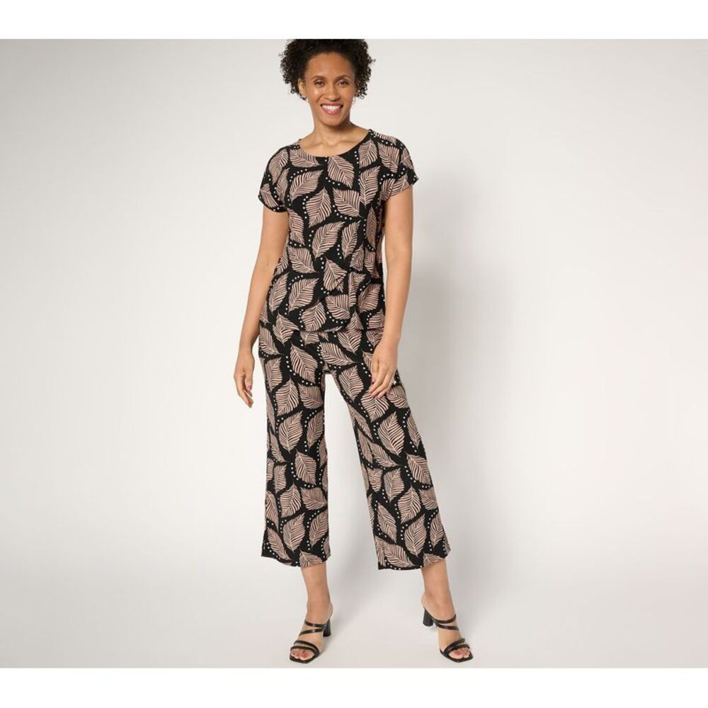 Women Control Women's Set Sz XL Como Jersey Top Pant Multi-colored